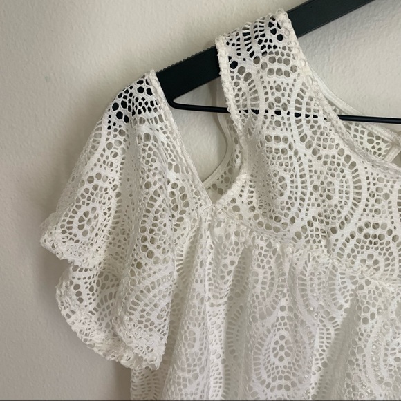 NWT White Lace Cold Shoulder American Beauty Blouse Large - Picture 4 of 14